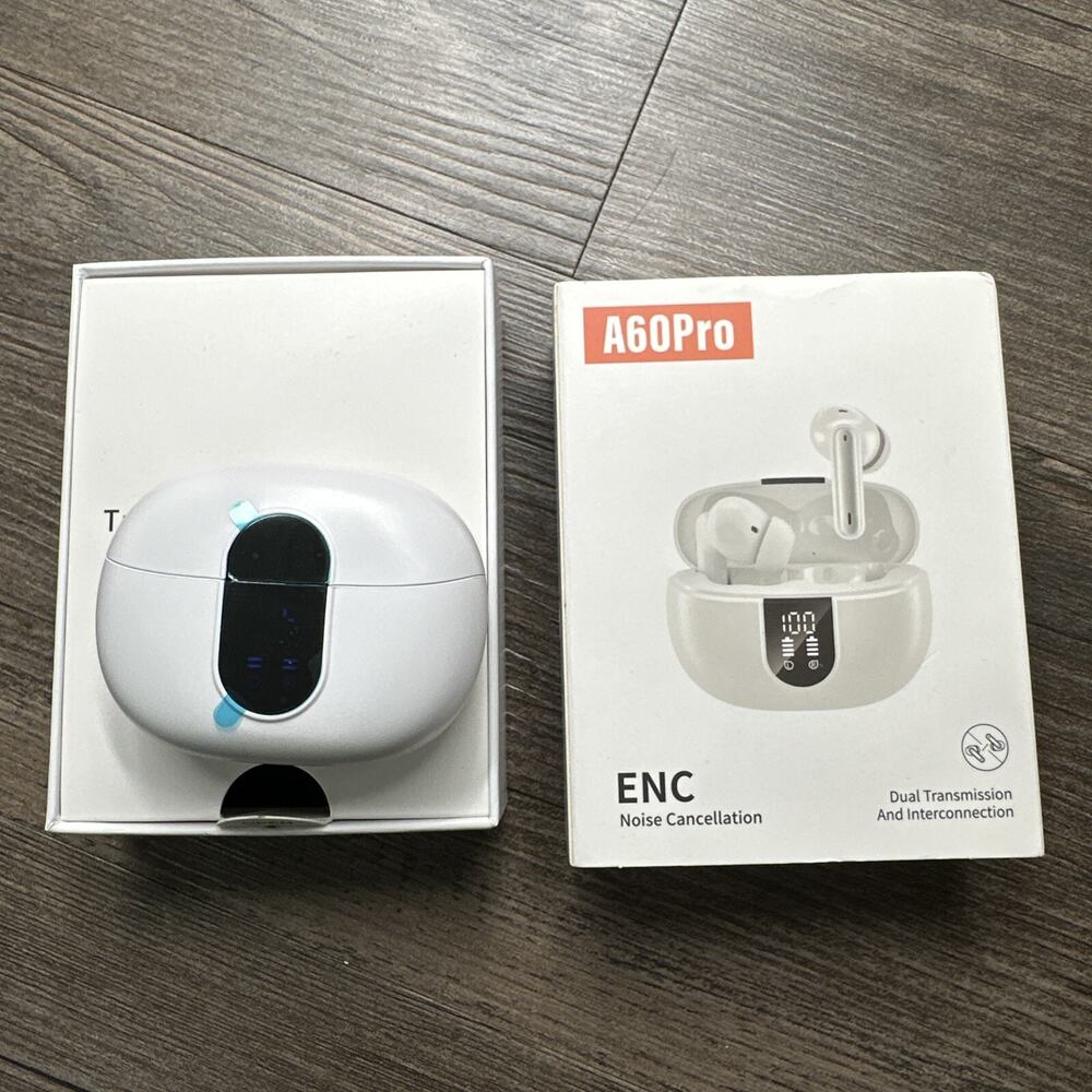 A60 Pro ENC Low Latency Wireless Earbuds Earphones White, Noise Cancellation